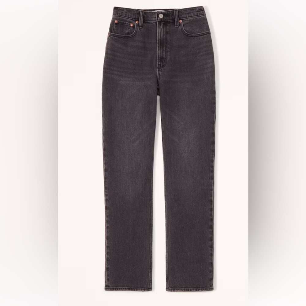 Abercrombie 90s Ultra High Rise straight leg jean in black size 28 (6r) regular